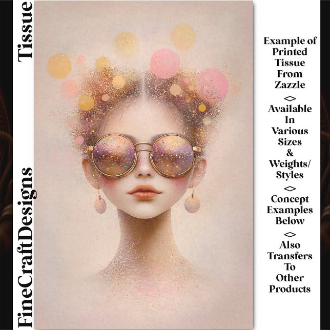 Girl In Sunglasses With Glitter DN2B Decoupage Tissue Paper (Creator Uploaded)