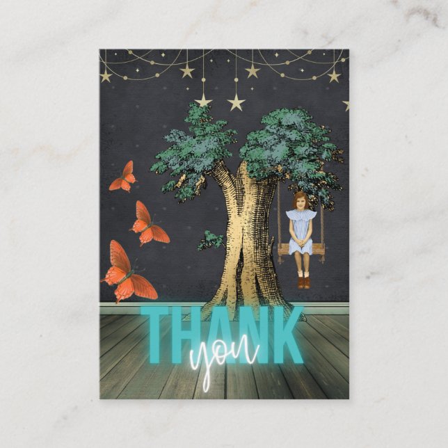 Girl In Swing Thank You For Your Purchase Card (Front)