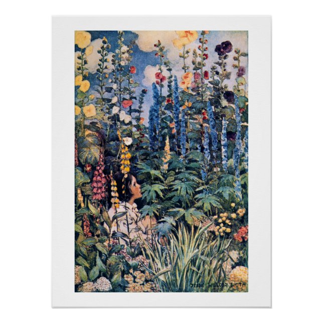 Girl in the Flower Garden, Jessie Willcox Smith Poster (Front)