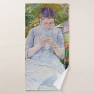 Girl in the Garden, Mary Cassatt Bath Towel