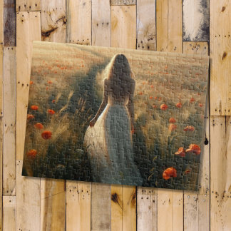 Girl in the poppies fields jigsaw puzzle