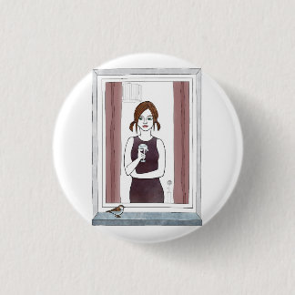 girl in the window 3 cm round badge