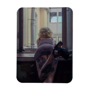 Girl in the window  magnet