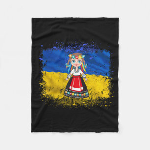 Girl In Ukrainian National Dress Ukraine Flag Fleece Blanket
