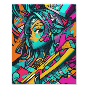 Girl In Urban WallStyle - AI Art Photo Print