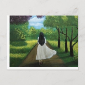 Girl in White Dress Postcard