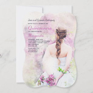 Girl in White Dress Quinceañera Invitation