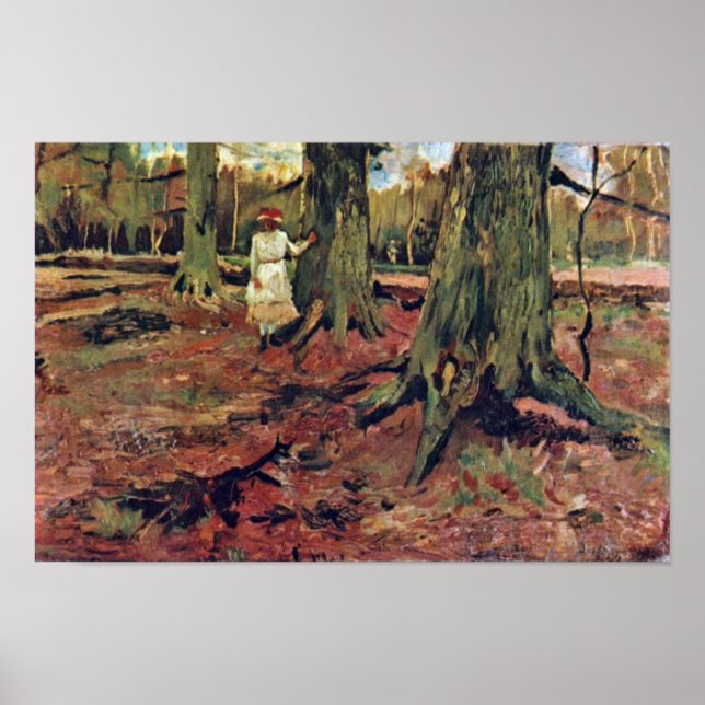 Girl in White in the forest by Vincent van Gogh Poster (Front)