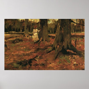 Girl in white in the woods 1882, Vincent van Gogh Poster