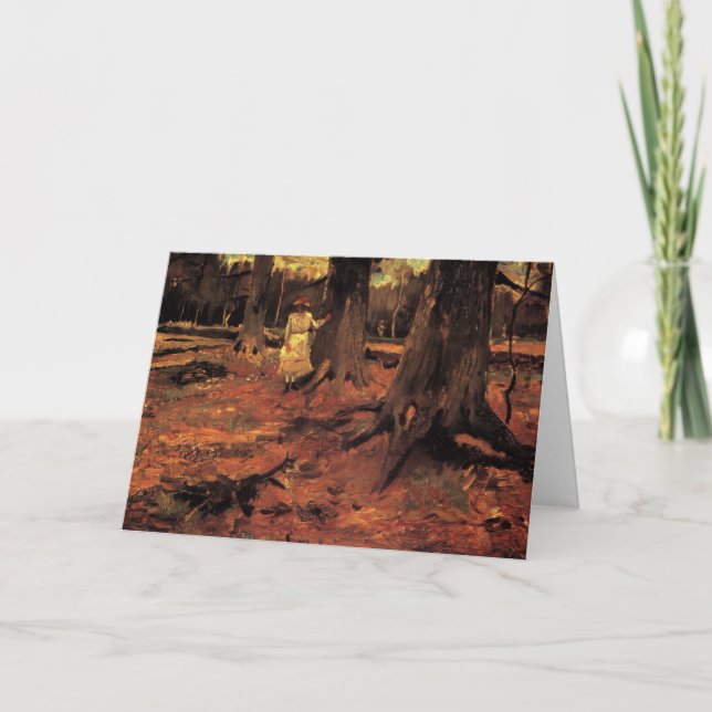 Girl in White in the Woods by Vincent van Gogh Card (Front)