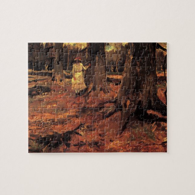 Girl in White in the Woods by Vincent van Gogh Jigsaw Puzzle (Horizontal)