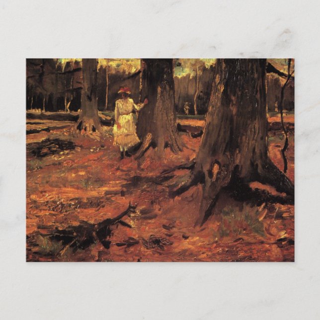 Girl in White in the Woods by Vincent van Gogh Postcard (Front)