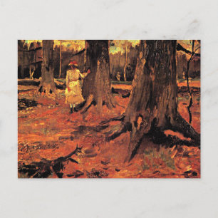Girl in White in the Woods Postcard