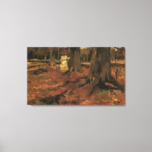 Girl in white in the woods, Vincent van Gogh Canvas Print