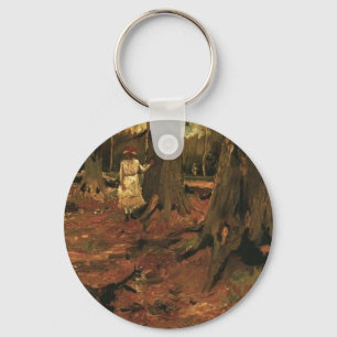 girl in white in the woods, Vincent van Gogh Key Ring