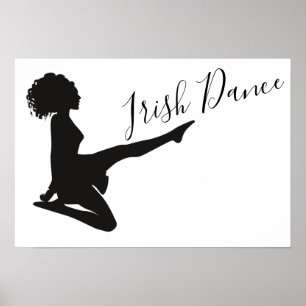 Girl Irish Dancer Soft Shoe Black and White Dance Poster