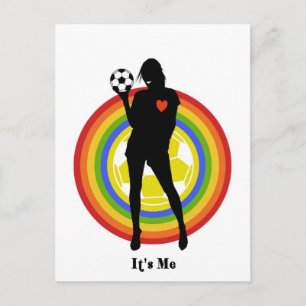 girl, it's me , soccer player and big fans postcard