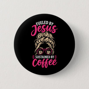 Girl Jesus Coffee Women Christian Faith Believer 6 Cm Round Badge