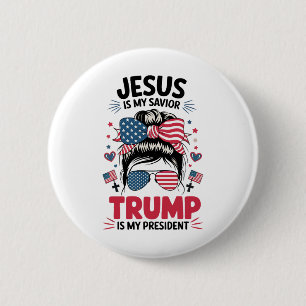 Girl Jesus My Saviour Trump President Christian Wo 6 Cm Round Badge