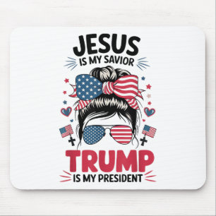 Girl Jesus My Saviour Trump President Christian Wo Mouse Mat