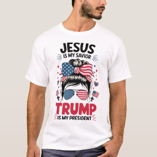 Girl Jesus My Saviour Trump President Christian Wo T-Shirt
