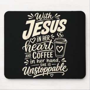 Girl Jesus Women Christian Faith Coffee Believer Mouse Mat