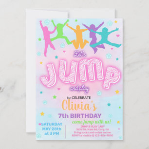 Girl JUMP and play birthday party invitation. Invitation