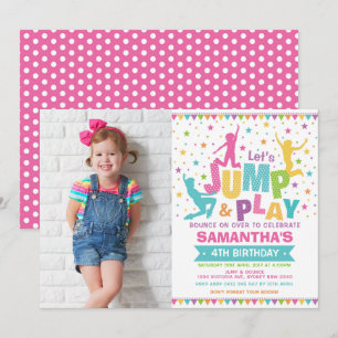 Girl Jump Birthday / Trampoline Party Bounce House Invitation