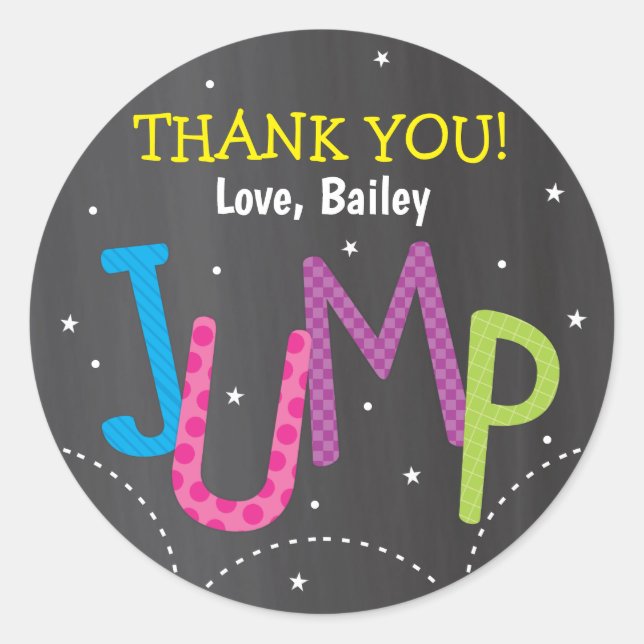 Girl Jump Trampoline Birthday Party Bounce House Classic Round Sticker (Front)