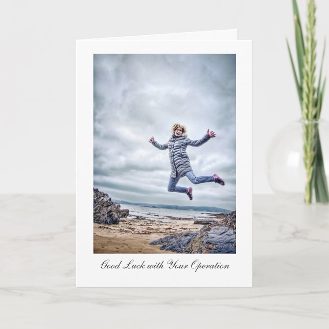 Girl Jumping For Joy - Good Luck with Operation Card (Front)
