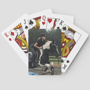 Girl jumping horse, Horse jumping Playing Cards
