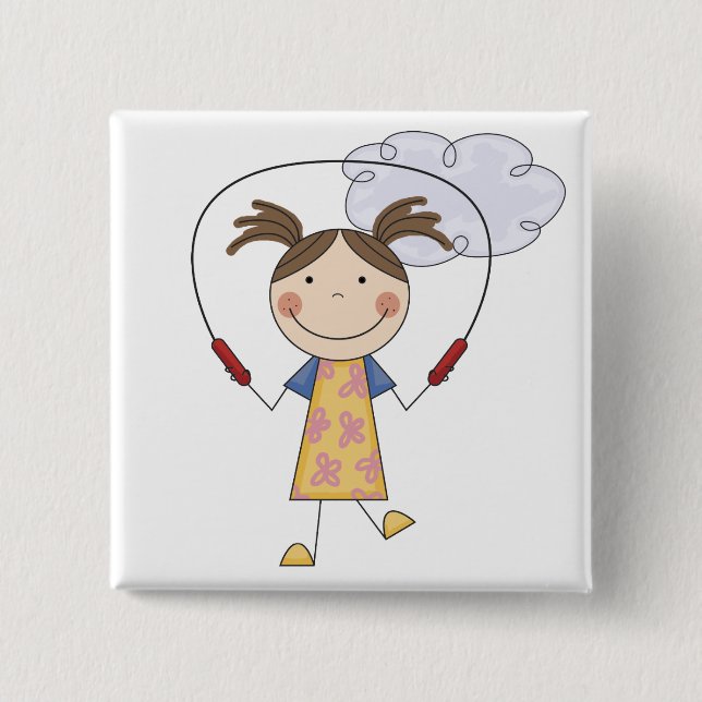 Girl Jumping Rope  T-shirts and Gifts 15 Cm Square Badge (Front)
