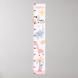 Girl Jungle Animal Growth Chart Keep at 8x44!
