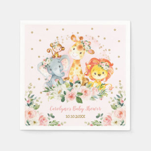 Girl Jungle Baby Shower Wild Animals Birthday Napkin
