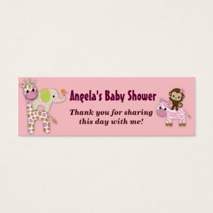 Girl Jungle Safari Baby Shower Favour Gift Tags