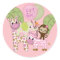 Girl Jungle Safari Baby Shower Round Sticker