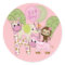 Girl Jungle Safari Baby Shower Round Sticker