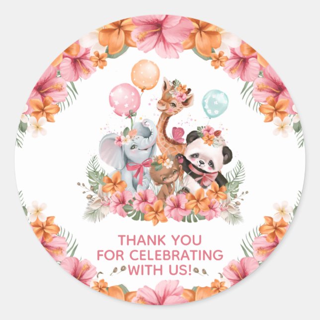 Girl Jungle Safari Classic Round Sticker (Front)