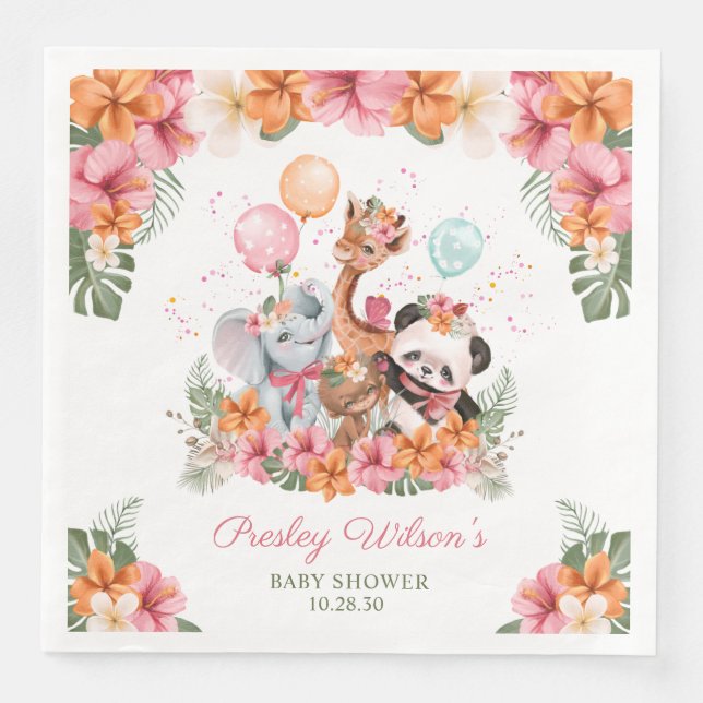 Girl Jungle Safari Napkin (Front)