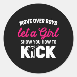 Girl Karate Funny Daughter Kick Boxer Gift  Classic Round Sticker