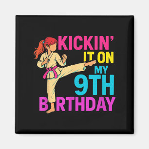 Girl Karate Taekwondo Kickin 9th Birthday Martial Magnet