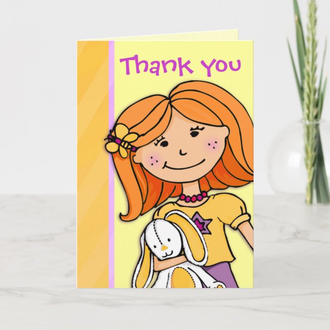 Girl Kids birthday party thank you card (Front)