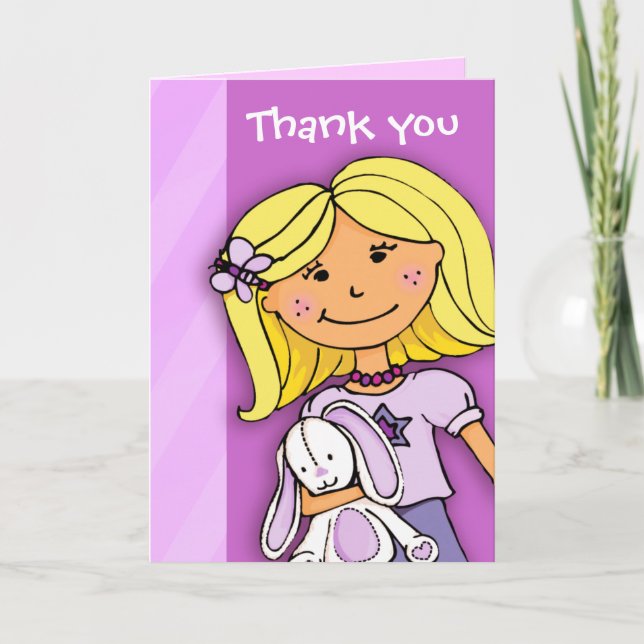 Girl Kids birthday party thank you card (Front)