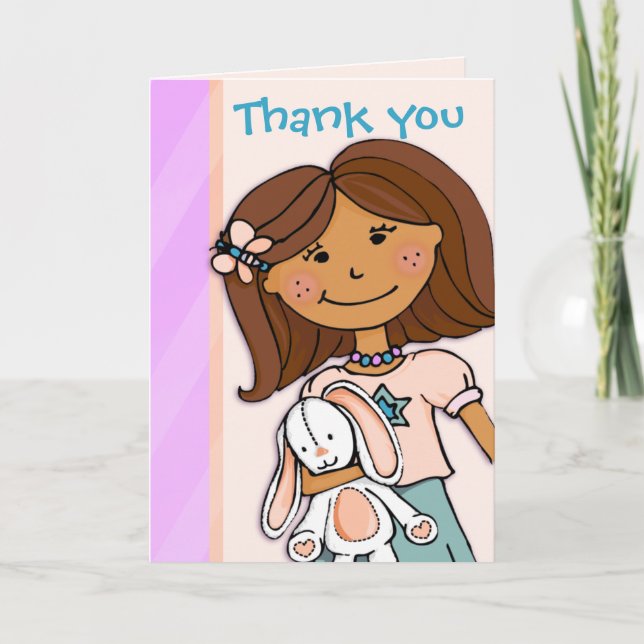 Girl Kids birthday party thank you card (Front)