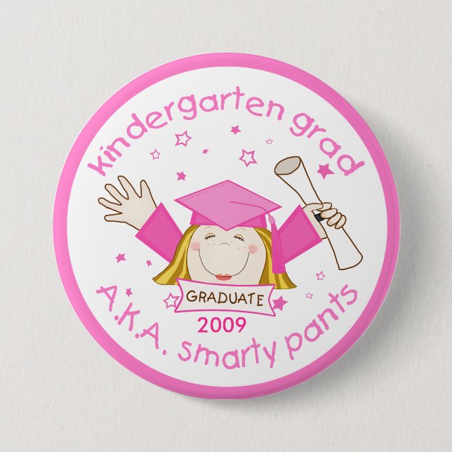 Girl Kindergarten Graduate / Graduation Button (Front)