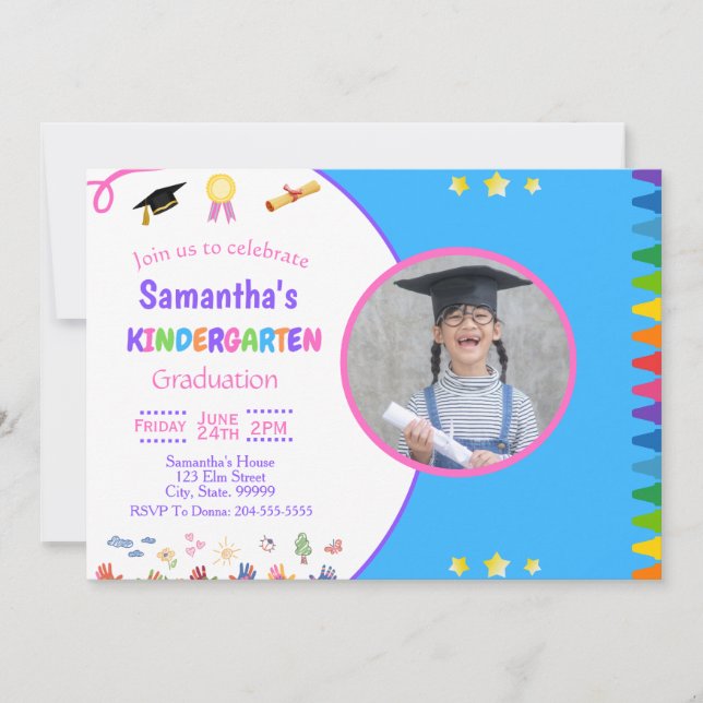  Girl Kindergarten Graduation Party Invitation (Front)