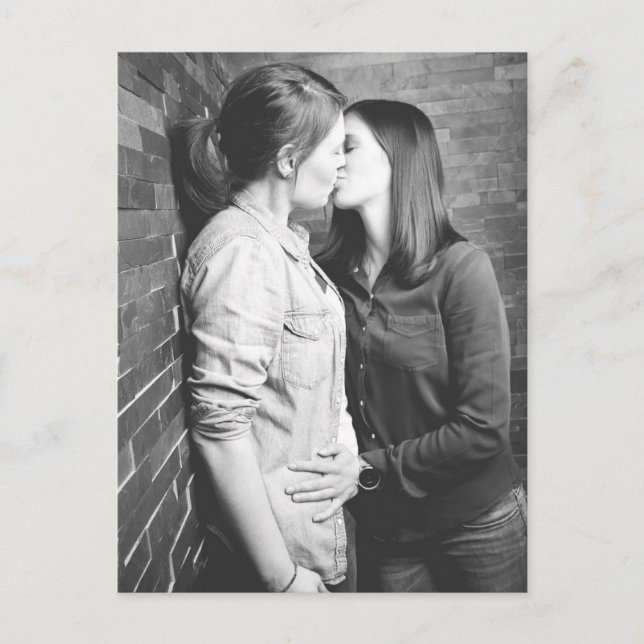 Girl kiss Black and White Photo Postcard (Front)