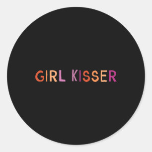 Girl Kisser Lesbian Lgbtq  Classic Round Sticker