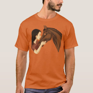 Girl Kissing A Horse Horse Riding Horse Riding T-Shirt