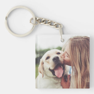 Girl Kissing Dog Keychain